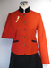 Red single breasted jacket, navy velvet trim with gold piping.jpg